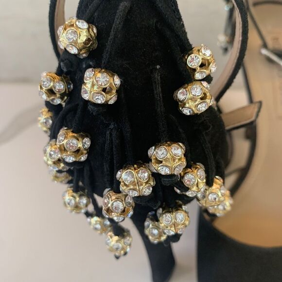 BCBG black strap heels with heel charms - Picture 2 of 8